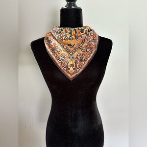100% Nylon Vibrant Orange Patterned Scarf